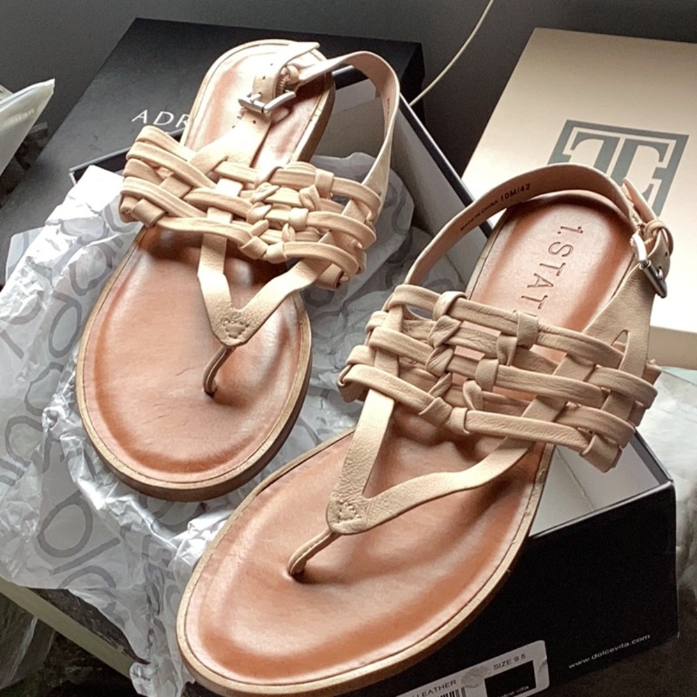 1. State Tan Sandals with Elegant Woven Straps